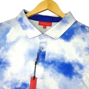 NEW Redvanly Jasper Polo Mens XXL Liberty Blue White Cloud Tie Dye Stretch